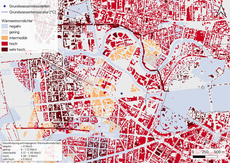 Karte von Berlin mit eingetragener Wärme