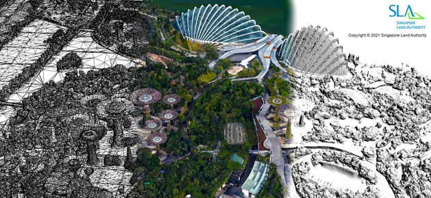 In Singapur wurde ein landesweiter digitaler Zwilling auf der Basis von 3D-Kartierung und 3D Reality Modeling erstellt. Bild: Singapore Land Authority
